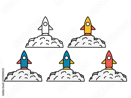 Rocket graphic design that will be launched with a puff of smoke, suitable for complementary designs