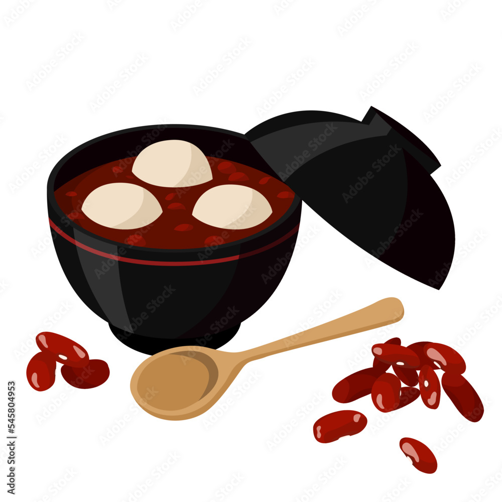 Japanese dessert red bean soup with Dango Japanese dessert red bean soup with Dango