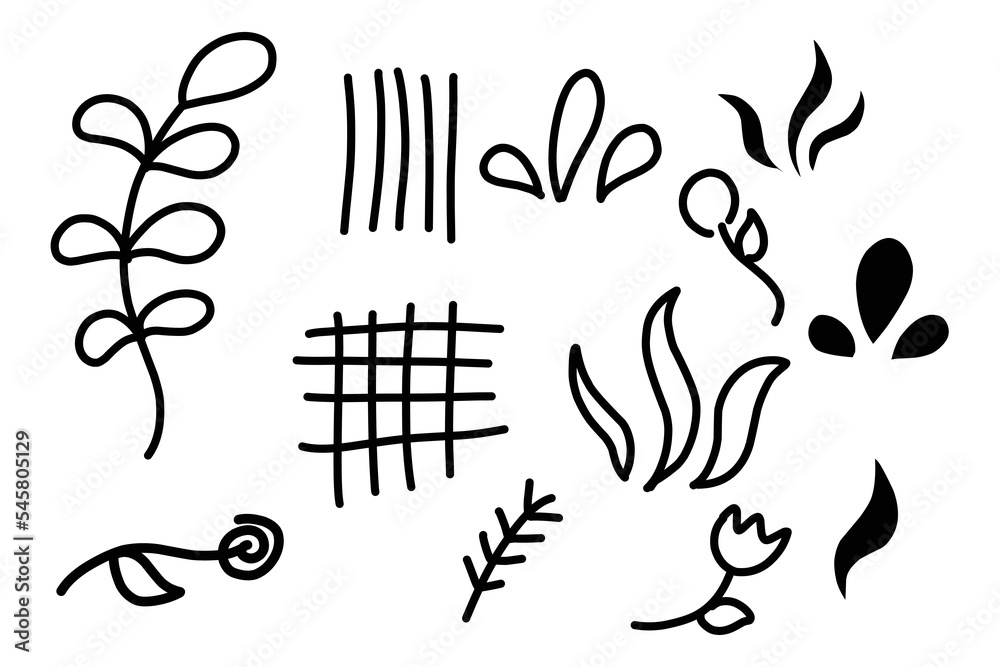 Big set of hand drawn various shapes and doodle objects. Abstract contemporary modern trendy vector illustration. All elements are isolated Big set of hand drawn various shapes and doodle objects. Abstract contemporary modern trendy vector illustration. All elements are isolated
