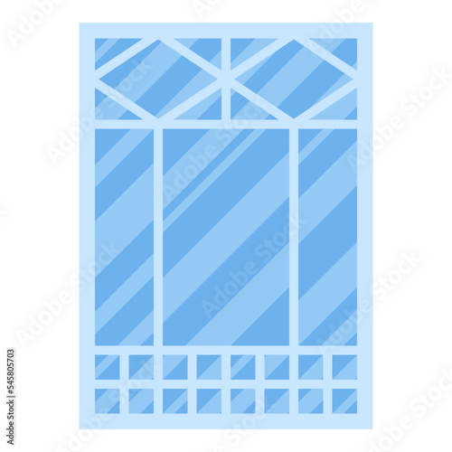 Vector window with glass and frame. Cartoon facade house outside design element. City street wall exterior illustration