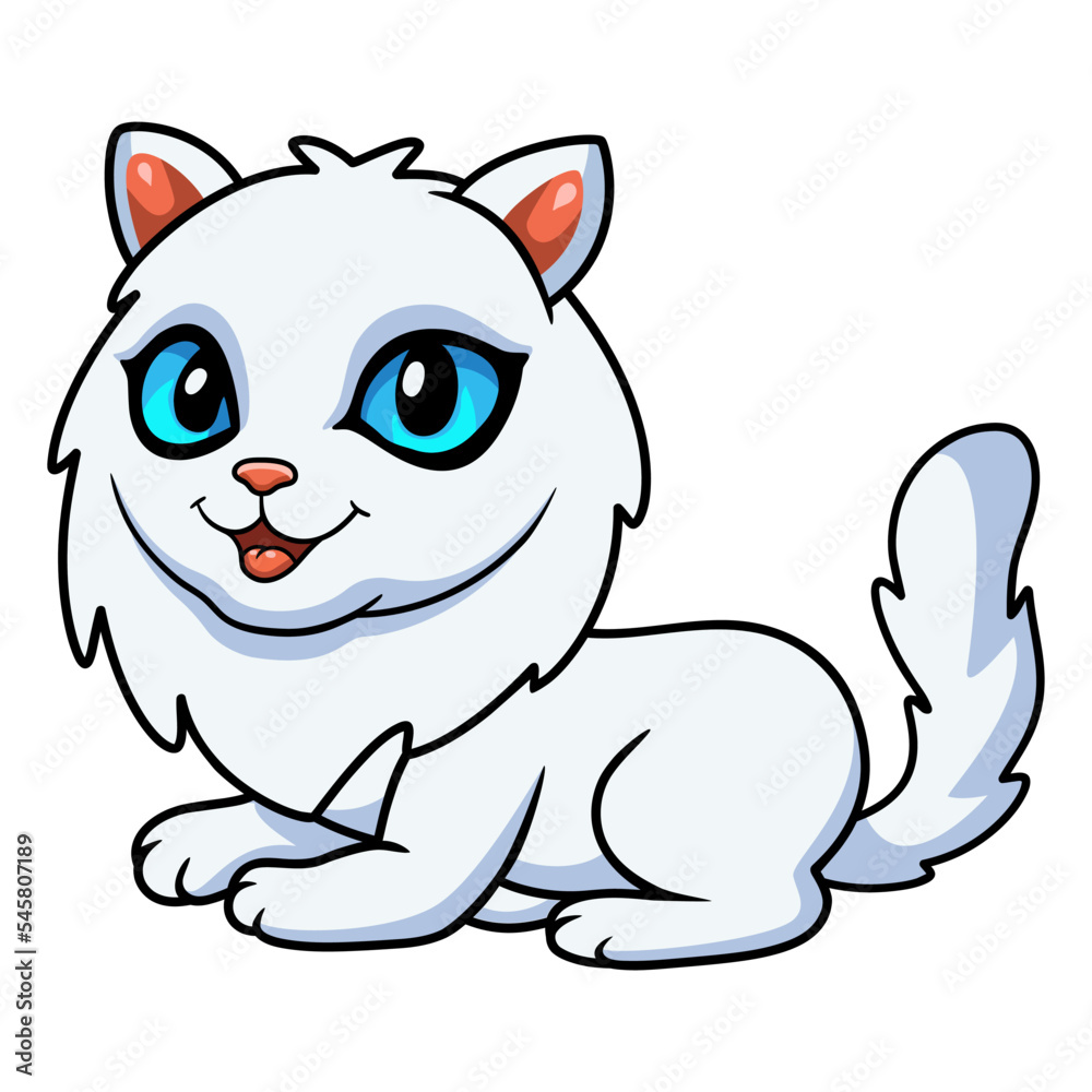 Cute persian cat cartoon sitting