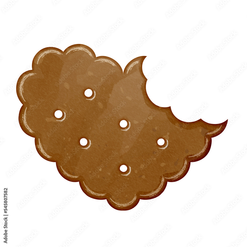 Watercolor heart shaped biscuit with bite clipart Watercolor heart shaped biscuit with bite clipart