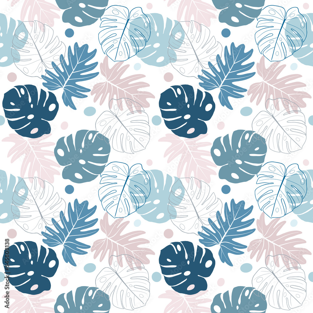 Tropical leaves background and seamless