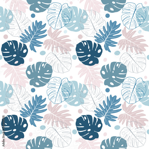 Tropical leaves background and seamless