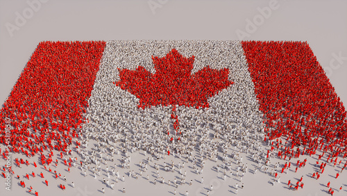 Canadian Flag formed from a Crowd of People. Banner of Canada on White. photo