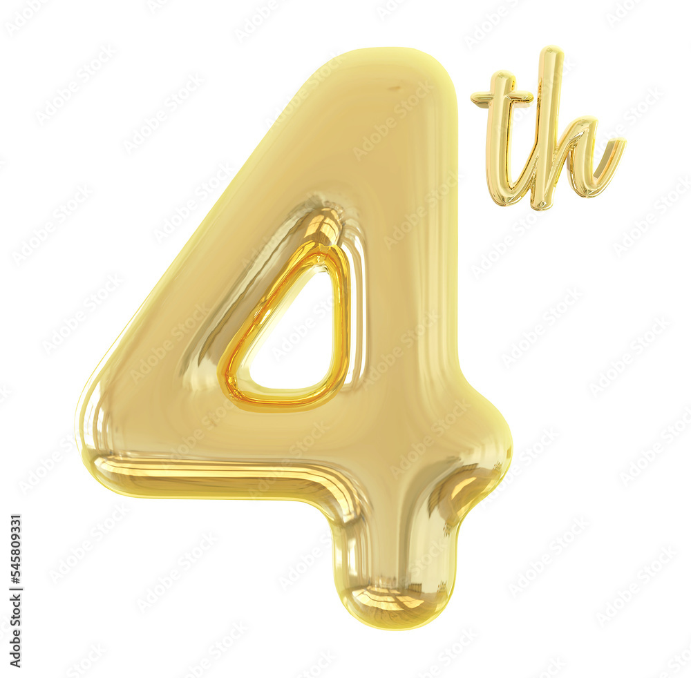 numbers 4th anniversary gold