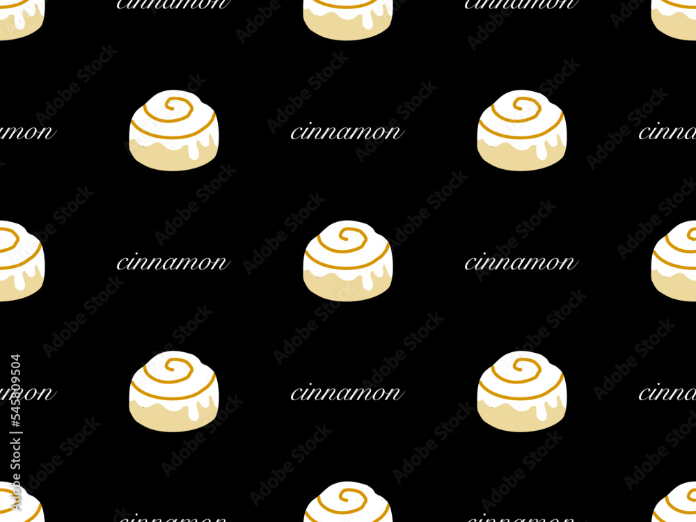 Cinnamon cartoon character seamless pattern on black background Cinnamon cartoon character seamless pattern on black background
