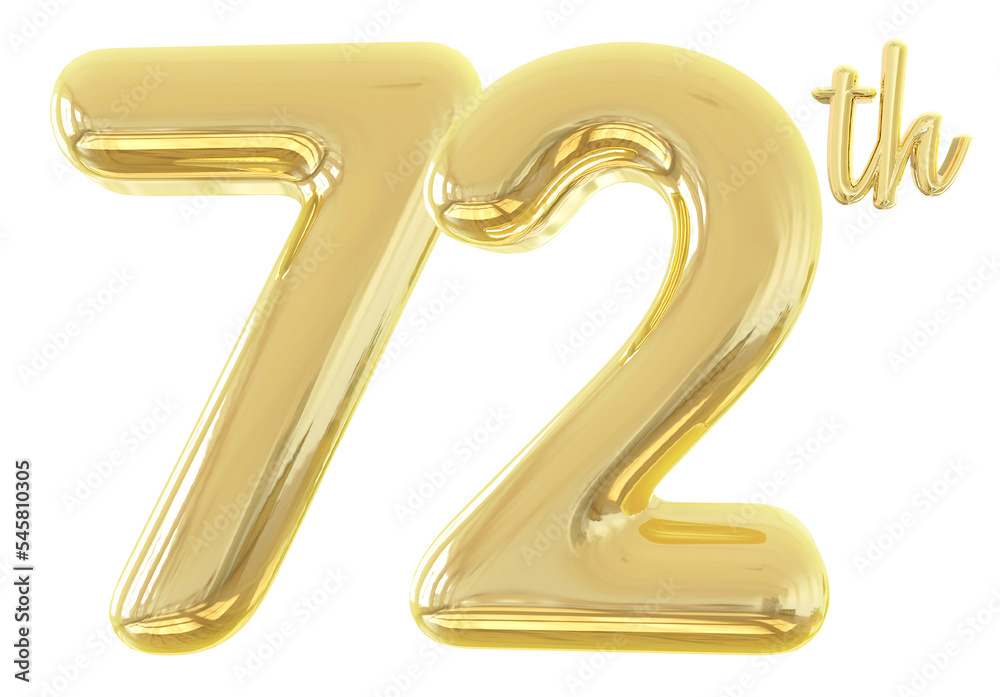 numbers 72th anniversary gold