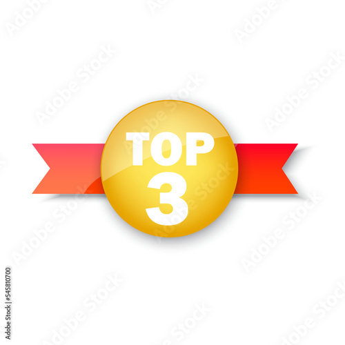 Top 3 rating banner. Sale label. Business concept. Logo template. Vector illustration. stock image.