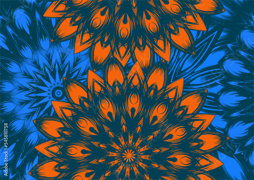 Flowers. Seamless floral background. Tracery handmade nature ethnic fabric backdrop pattern. Textile design texture. Decorative color art. Vector