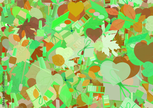 Background pattern abstract seamless design texture. Theme is about pomatum, garden, box, natural, decoration, wrap, composition, hearts, love, maple, brush, merry, botany, celebrate, greenery