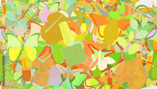 Background pattern abstract seamless design texture. Theme is about various, botany, beautiful, beech, ornate, nail polish, tropical, repeat, vector, tones, wildlife, Butterfly, composition