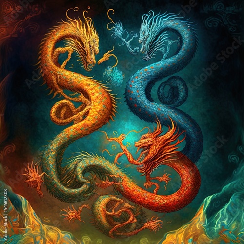 dancing dragons. raster version © AkuAku