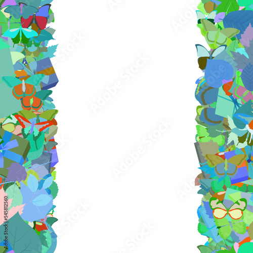 Background pattern abstract seamless design texture. Vertical stripes. Border frame, transparent background. Theme is about gift, spring, surprise, silhouette, decoration, summer, birch