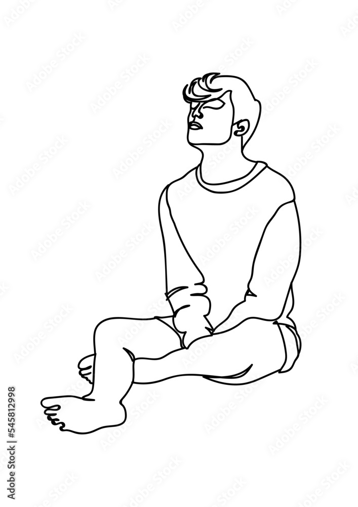 Continuous one line drawing of man hipster portrait. Fashionable men's style.