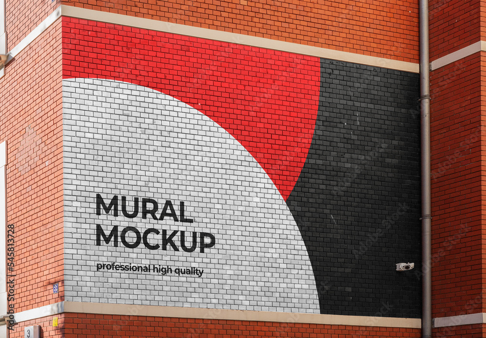 Mural Street Outdoor Poster Mockup on Brick Wall Stock Template | Adobe ...