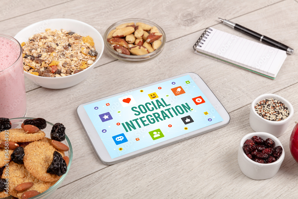 Healthy Tablet Pc compostion, social networking concept