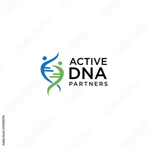 active  genetic logo design. dna partner vector template