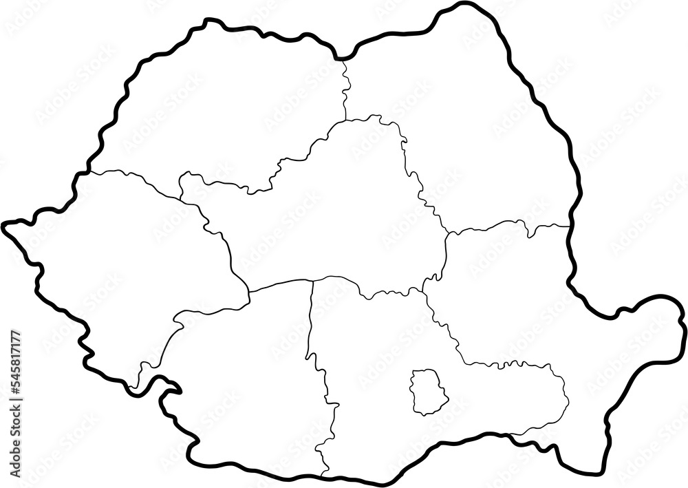 doodle freehand drawing of romania map.