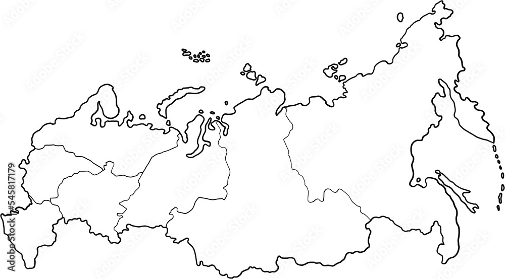 doodle freehand drawing of russia map.