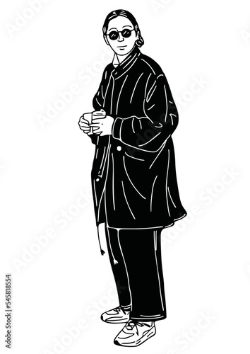man holding coffee cup hipster man streetwear hand drawn art painting