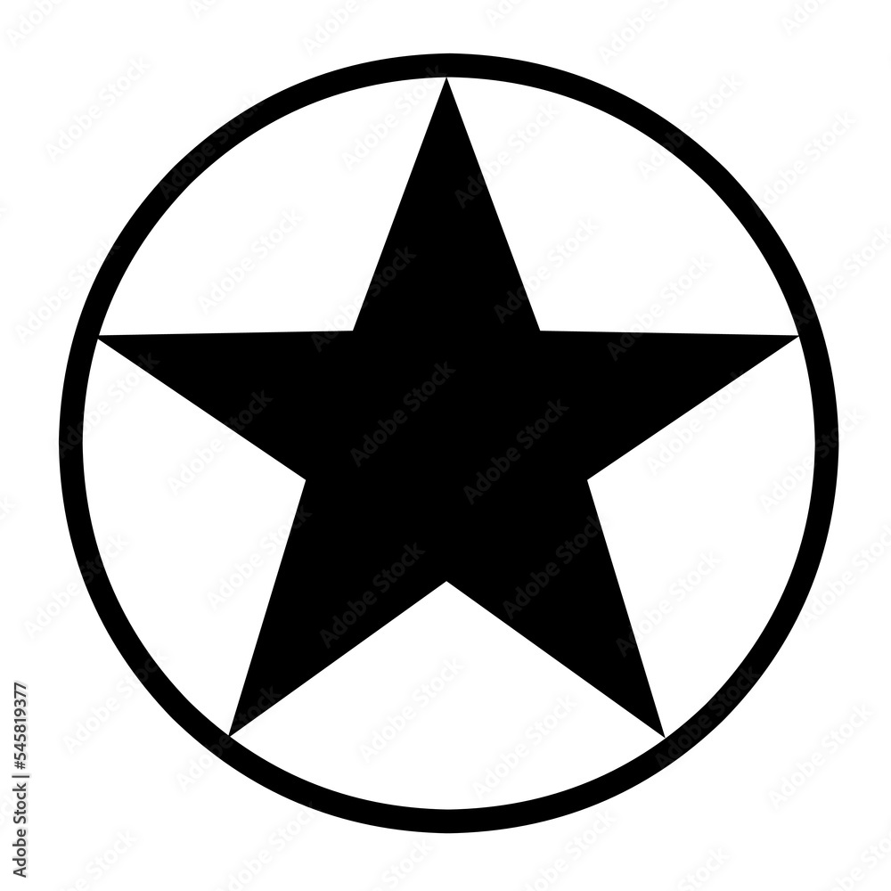 Fototapeta premium Star icon with black circle on white background. Suitable for star rating review icon, web logo, app, game, business, about space object, asteroids, comets, meteoroids.
