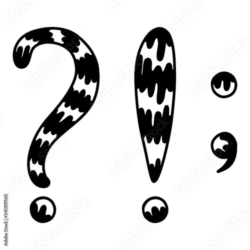 stylized punctuation marks. a question, an exclamation mark in the style of a doodle.