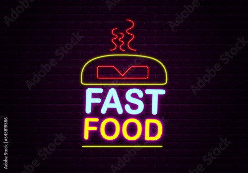 Fast Food Lettering Neon Sign Text