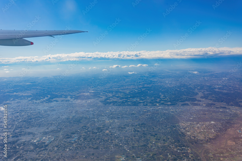 Aerial view of the cityscape at Narita, Chiba