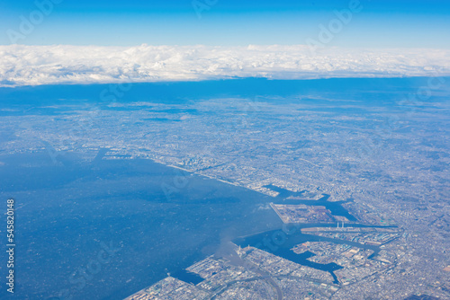 Aerial view of the cityscape of Tokyo, Kawasaki, Yokohama, Chiba area © Kit Leong