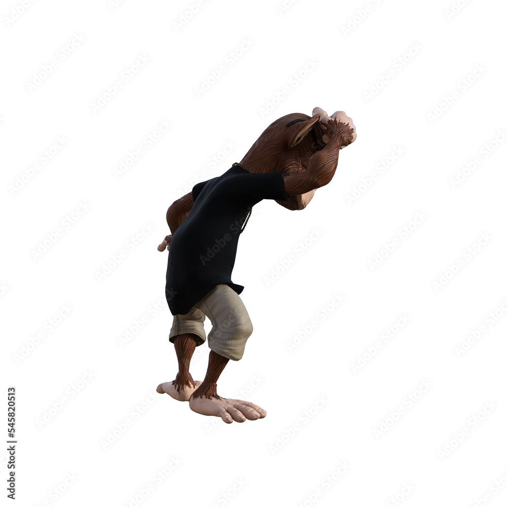 Toon Monkey poses for your composition. Monkey character isolated on white background with alpha mask for quick isolation for your composite work. 3D rendering - illustration. Toon Monkey poses for your composition. Monkey character isolated on white background with alpha mask for quick isolation for your composite work. 3D rendering - illustration.