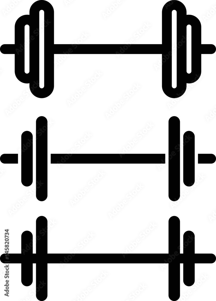 A vector barbell for workout icon. Workout icon for apps, web and UI. A vector barbell for workout icon. Workout icon for apps, web and UI.