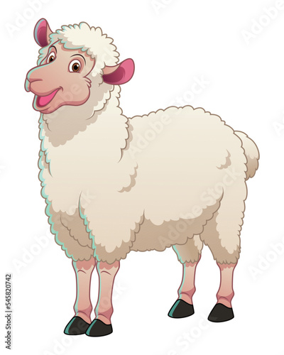 White Sheep Cartoon Animal Illustration
