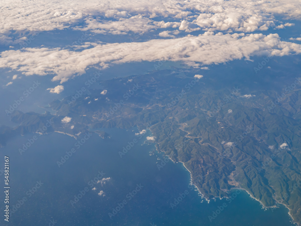 Aerial view of the mountain and clouds landscape