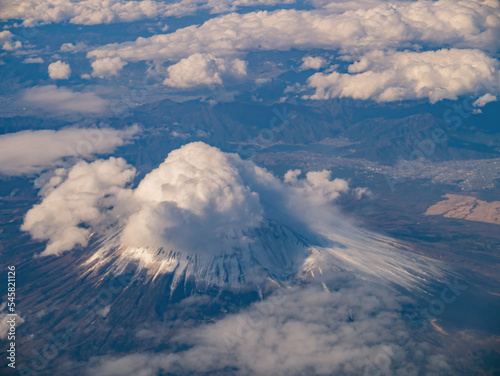 Aerial view of the beautiful Mt. Fuji