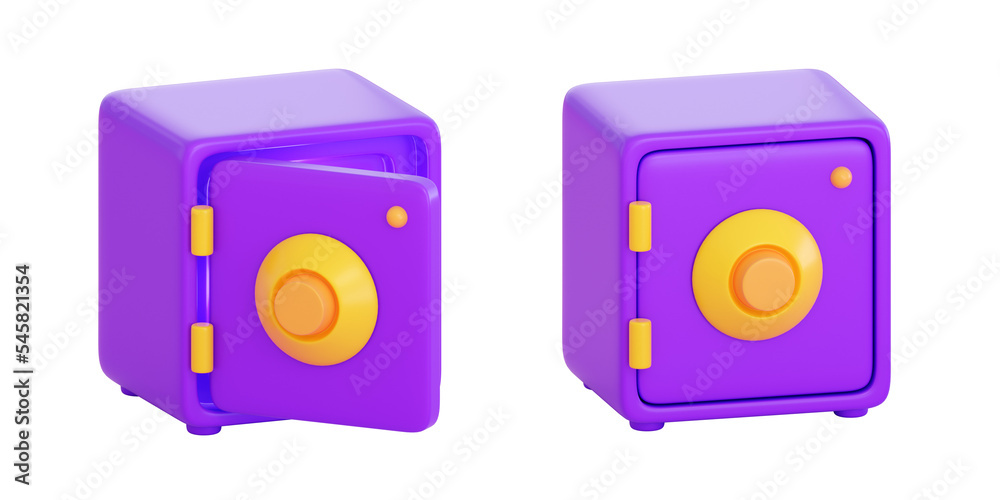 3d safe icon in plastic style. Money, stock exchange, business investment, trading and finance concept. Realistic 3d high quality render 3d safe icon in plastic style. Money, stock exchange, business investment, trading and finance concept. Realistic 3d high quality render