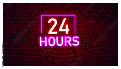 24 Hours Lettering Neon Sign Text