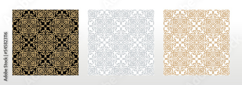 Wallpapers in the style of Baroque. Seamless vector backgrounds. Set of colored floral ornaments. Graphic patterns for fabric, wallpaper, packaging. Ornate Damask flower ornaments