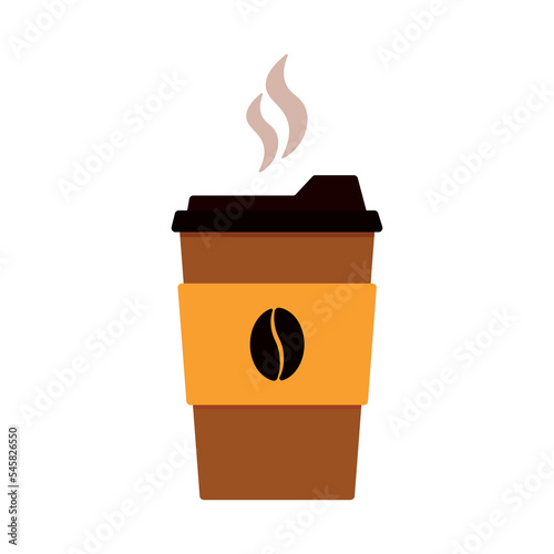 Simple Hot Coffee Takeaway Icon Logo Animated Cartoon Vector Isolated on White Background