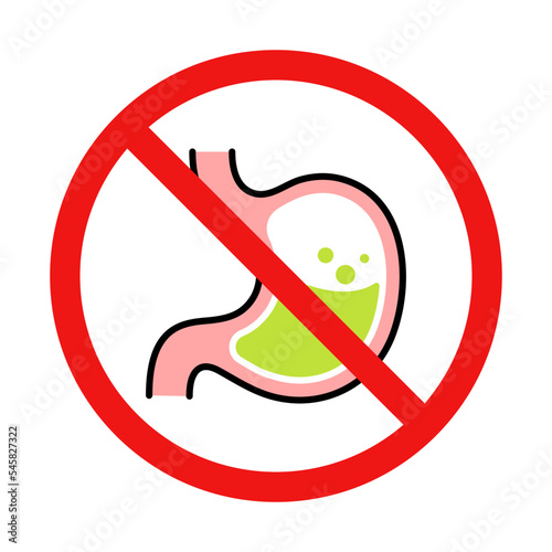 No Stomach Acid Sign on White Background
