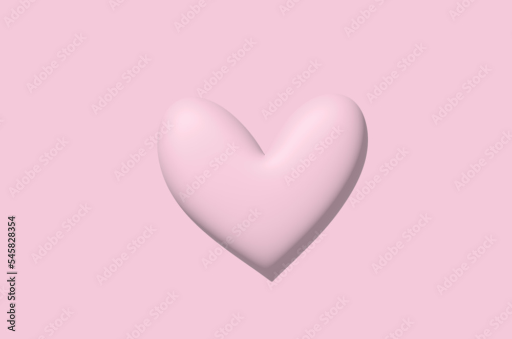 3D rendering pink heart love shape, happy valentine concept 