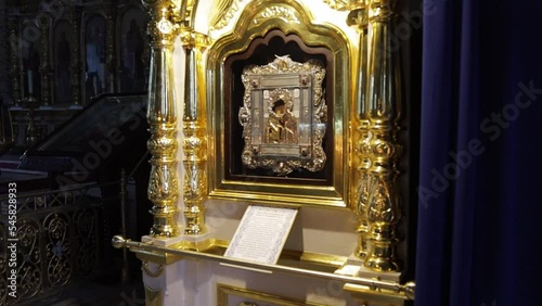 candles in the Orthodox church in front of the icon of the Kazan Mother of God