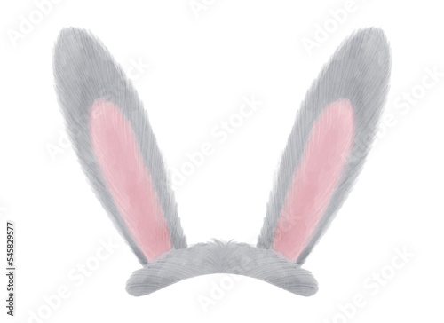 Hare's ears. The image of cute rabbit ears in watercolor style. Isolated clipart element.