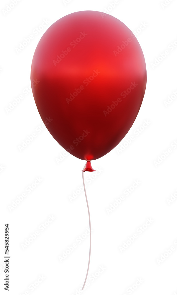 3d illustration of a red balloon isolated on white background.