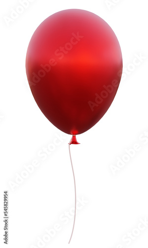 3d illustration of a red balloon isolated on white background.