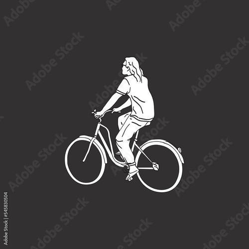 man cycling hand drawn illustration