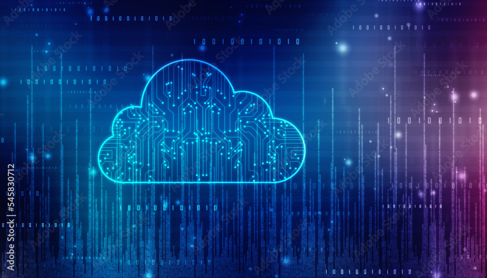 2d illustration of Cloud computing, Digital Cloud computing Concept background. Cyber technology, internet data storage, database and data server concept 2d illustration of Cloud computing, Digital Cloud computing Concept background. Cyber technology, internet data storage, database and data server concept