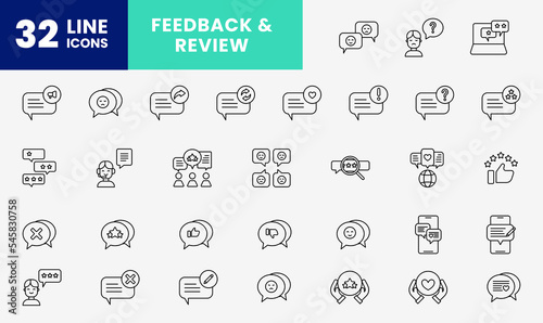 icon outline feedback, bubble chat, chatting, review, comment, rating and more, editable color. outline icon style