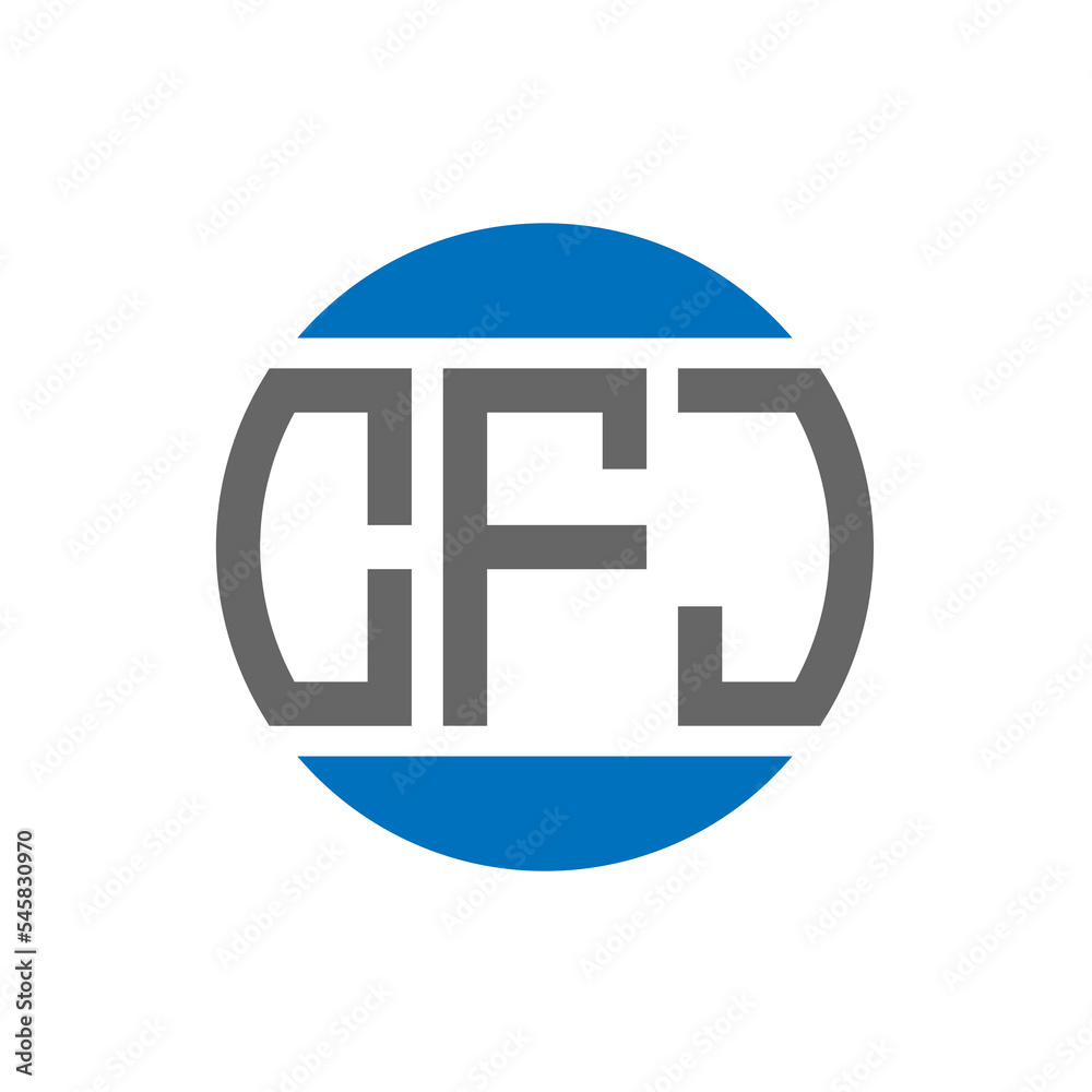 CFJ letter logo design on white background. CFJ creative initials circle logo concept. CFJ letter design. CFJ letter logo design on white background. CFJ creative initials circle logo concept. CFJ letter design.