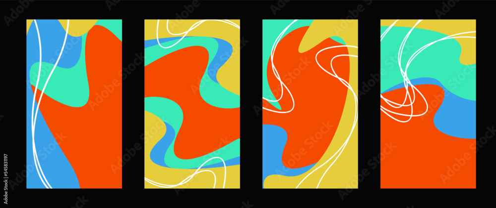 Obraz premium Collection of handrawn wave shape colorful background